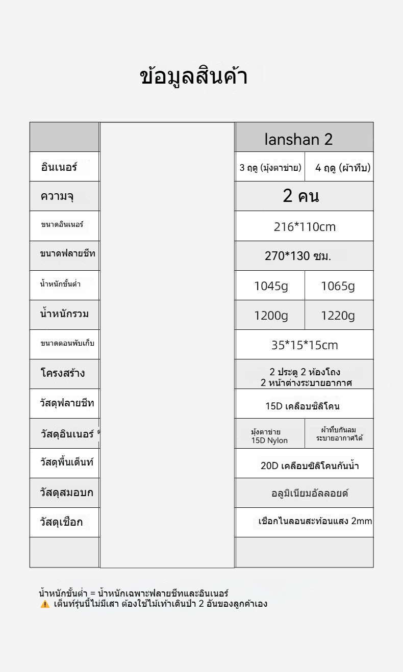 Lanshan 2 เต็นท์น้ำหนักเบาสำหรับ 2 คน รายละเอียดสินค้า 3