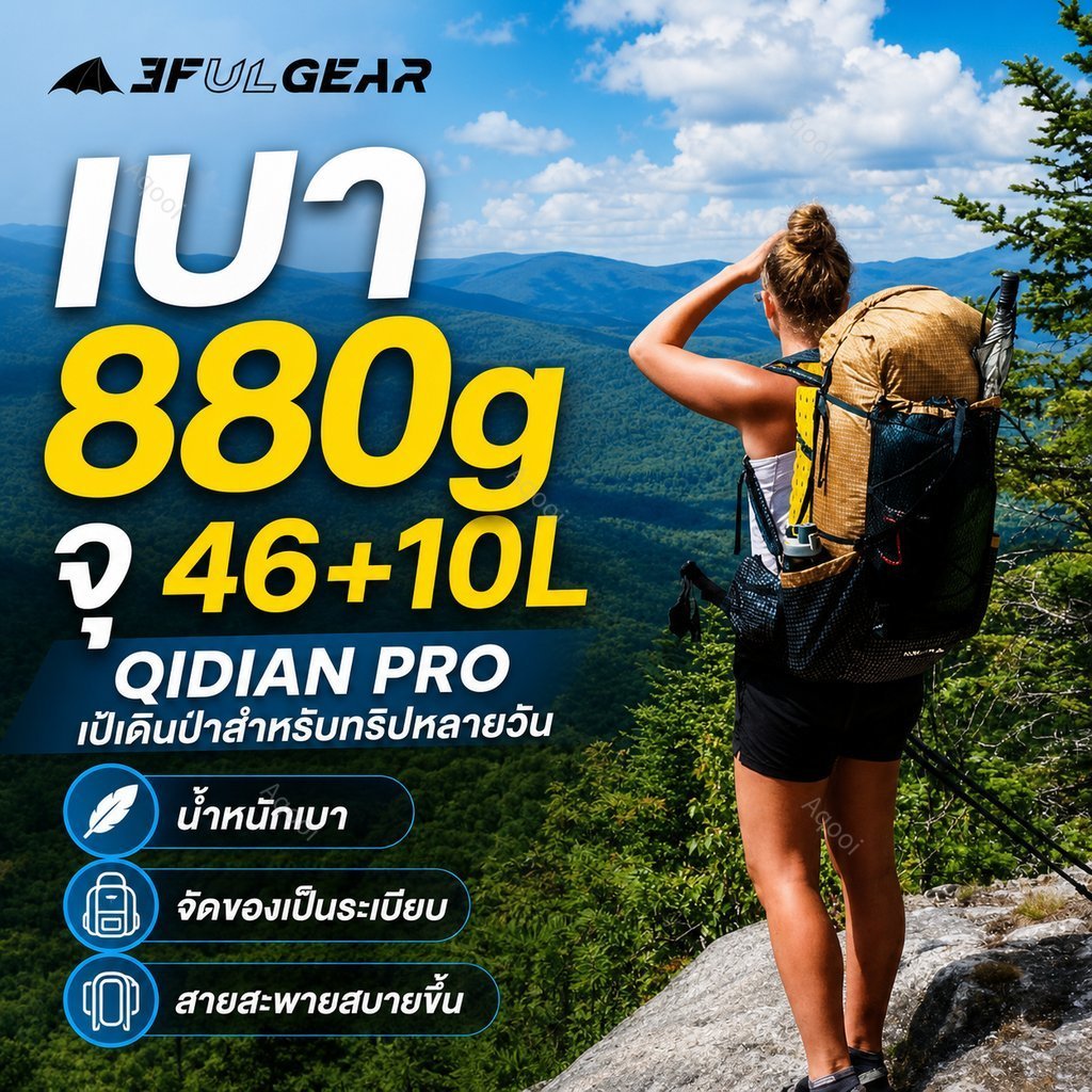 กระเป๋าเป้เดินป่า 3F UL GEAR Qidian Pro 46+10L